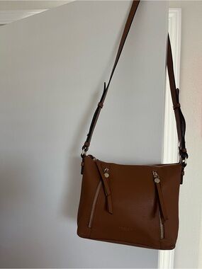 RADLEY LONDON Cognac Pebbled Leather Crossbody Bag